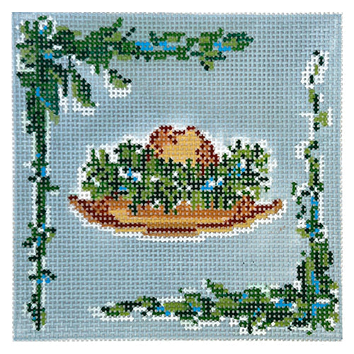 Hats of Hawaii   Brown Hat with Greenery Painted Canvas Cooper Oaks Design  - 1