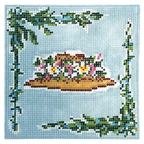Hats of Hawaii   Brown Hat with Pink Flowers Painted Canvas Cooper Oaks Design  - 1