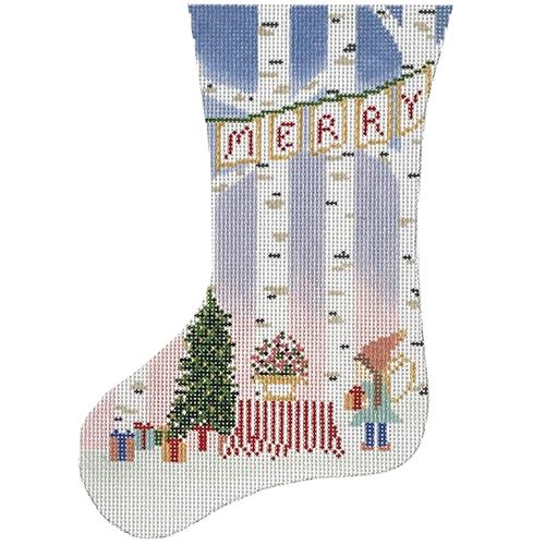 Have Yourself a Fairy Little Christmas Mini Stocking Painted Canvas The Plum Stitchery 