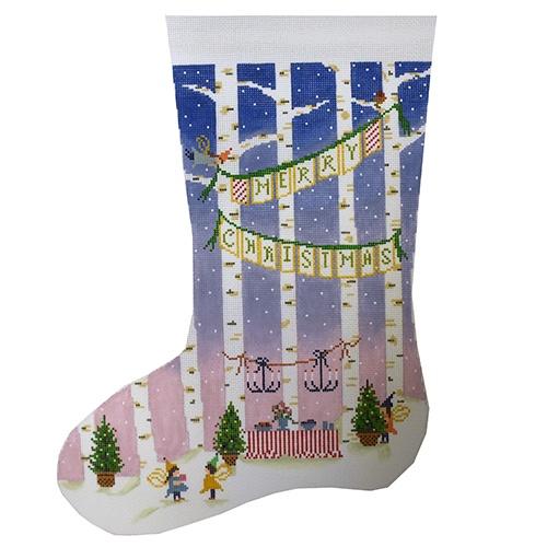 Have Yourself a Fairy Little Christmas Painted Canvas The Plum Stitchery  - 1