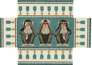 Hear, See, Speak No Evil Brick Cover Painted Canvas Susan Roberts Needlepoint Designs, Inc. 
