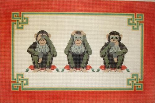 Hear, See, Speak No Evil Painted Canvas Susan Roberts Needlepoint Designs, Inc. 
