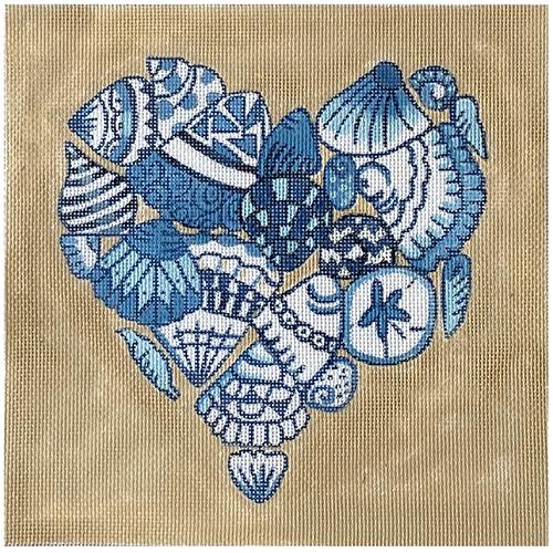 Heart of Shells Painted Canvas All About Stitching/The Collection Design  - 1