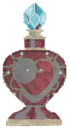 Heart Perfume Bottle Painted Canvas Labors of Love Needlepoint  - 1