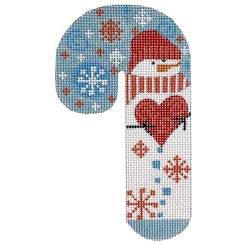 Heart Snowman Candy Cane Painted Canvas Danji Designs  - 1