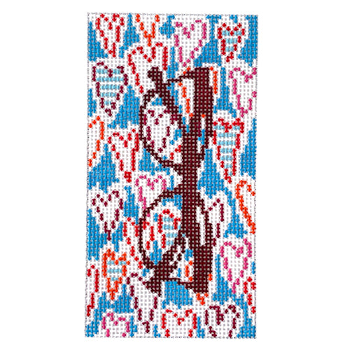 Hearts Eyeglass Case Painted Canvas Pippin  - 1