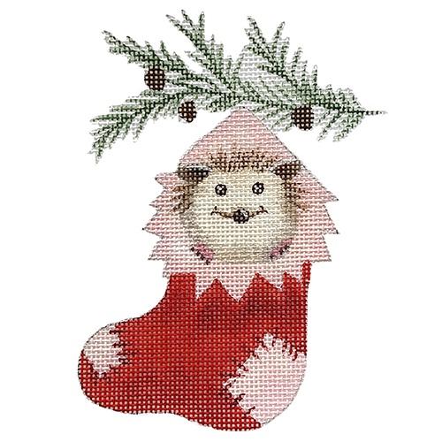 Hedgehog in Stocking Painted Canvas Love You More  - 1