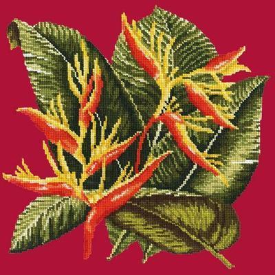 Heliconia Needlepoint Kit Kits Elizabeth Bradley Design Bright Red 
