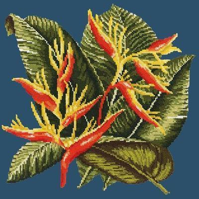 Heliconia Needlepoint Kit Kits Elizabeth Bradley Design Dark Blue 
