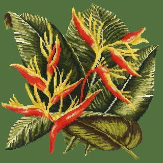 Heliconia Needlepoint Kit Kits Elizabeth Bradley Design Dark Green 
