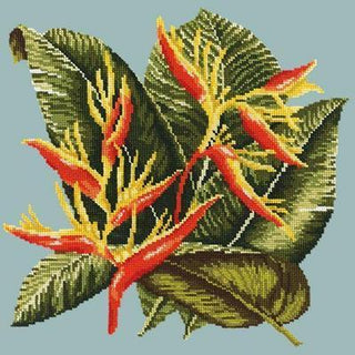 Heliconia Needlepoint Kit Kits Elizabeth Bradley Design Pale Blue 
