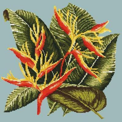 Heliconia Needlepoint Kit Kits Elizabeth Bradley Design Pale Blue 
