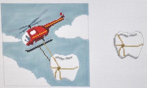 Helicopter Tooth Fairy Pillow Painted Canvas Susan Roberts Needlepoint Designs, Inc. 