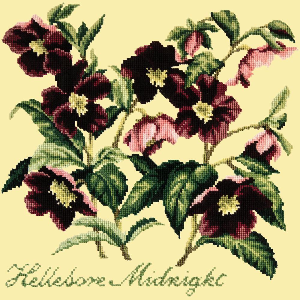 Hellebore Midnight Needlepoint Kit Kits Elizabeth Bradley Design Butter Yellow 