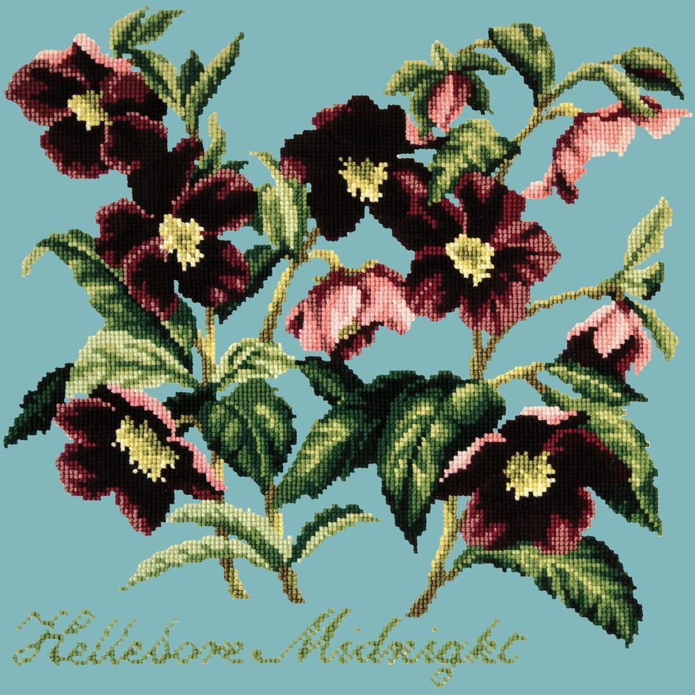 Hellebore Midnight Needlepoint Kit Kits Elizabeth Bradley Design Duck Egg Blue 