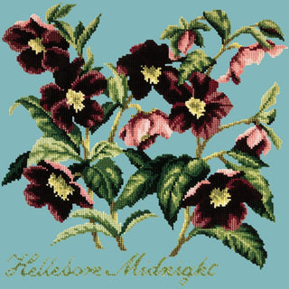 Hellebore Midnight Needlepoint Kit Kits Elizabeth Bradley Design Duck Egg Blue 
