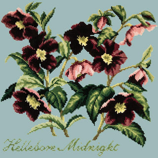 Hellebore Midnight Needlepoint Kit Kits Elizabeth Bradley Design Pale Blue 
