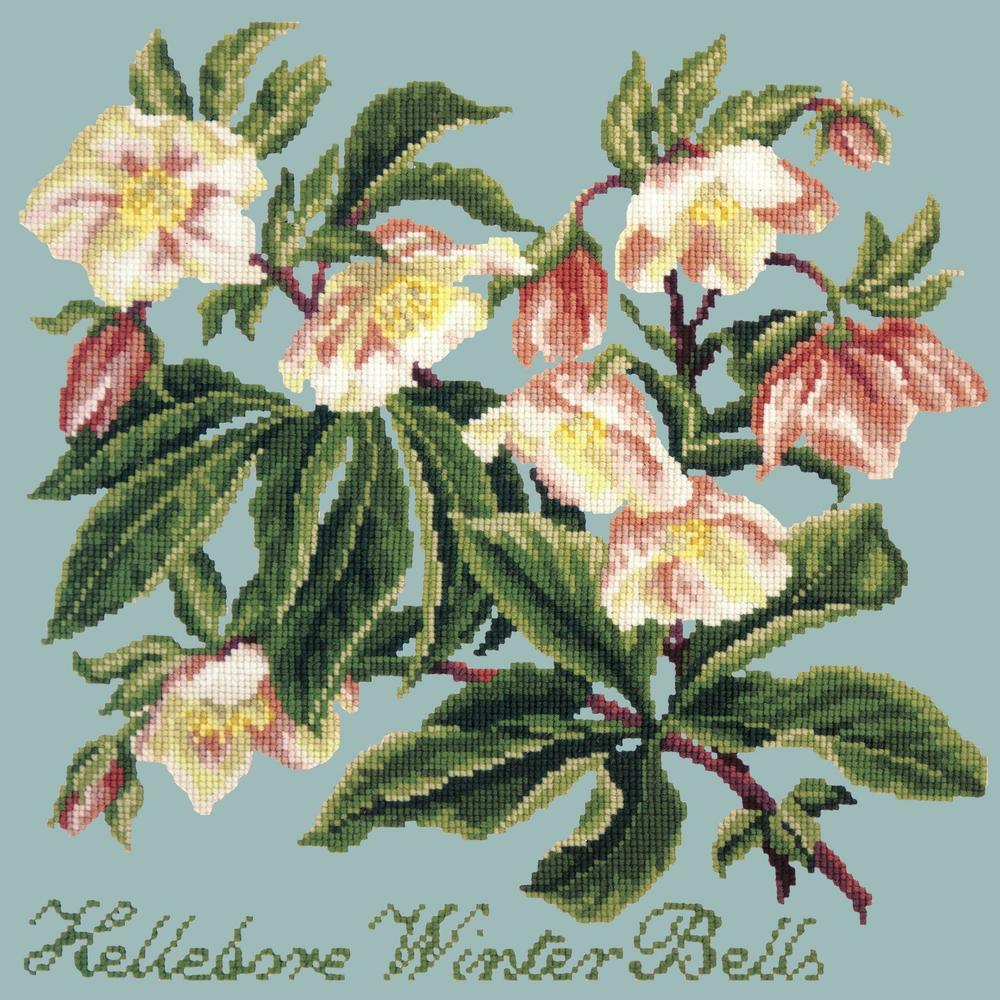 Hellebore Winter Bells Needlepoint Kit Kits Elizabeth Bradley Design Pale Blue 