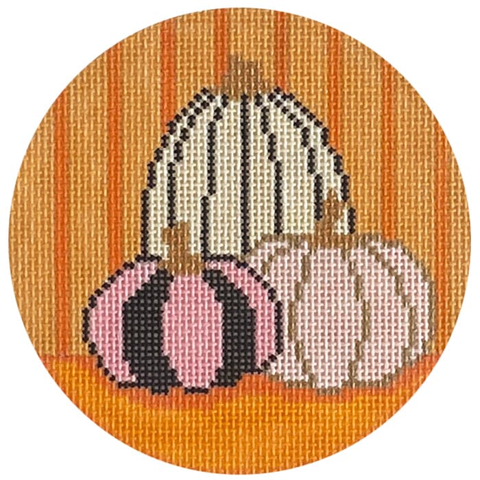 Hello Pumpkin Orange Painted Canvas Eye Candy Needleart  - 1