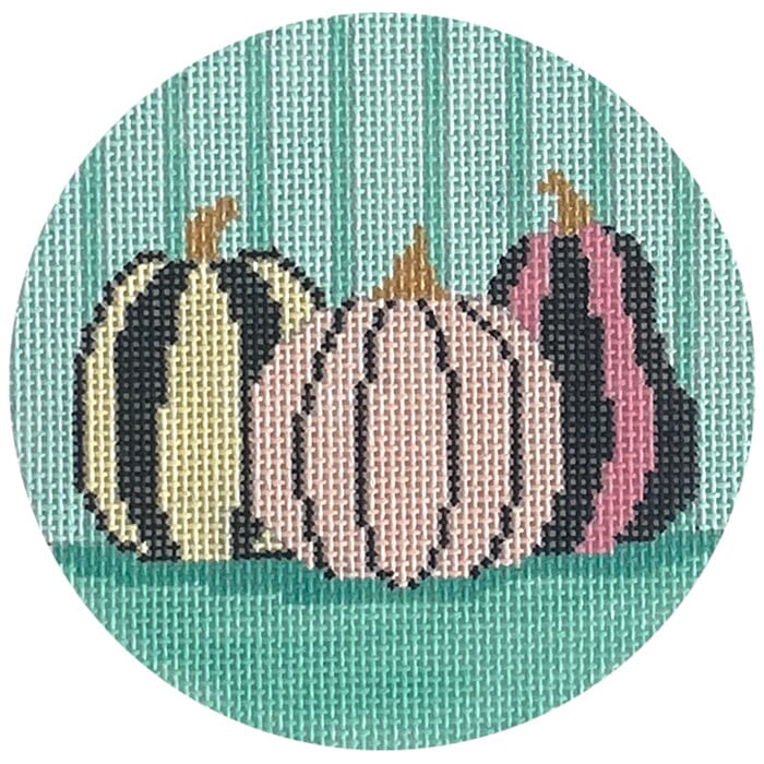 Hello Pumpkin Teal Painted Canvas Eye Candy Needleart  - 1