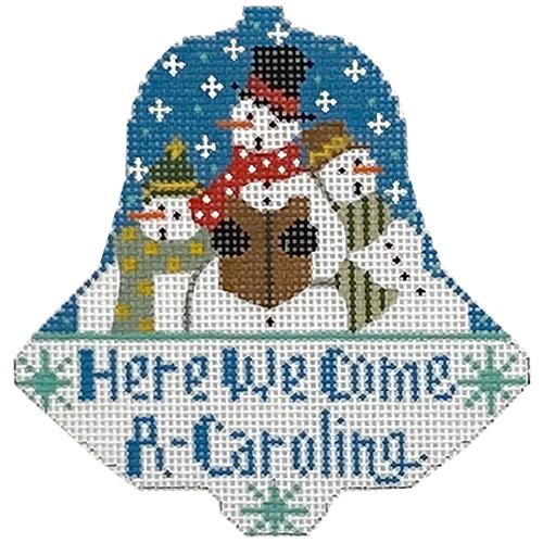 Here We Come A-Caroling Bell Painted Canvas Danji Designs 