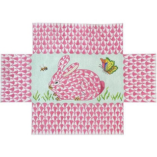 Herend Style Bunny Brick Cover   Pink Painted Canvas Kate Dickerson Needlepoint Collections 
