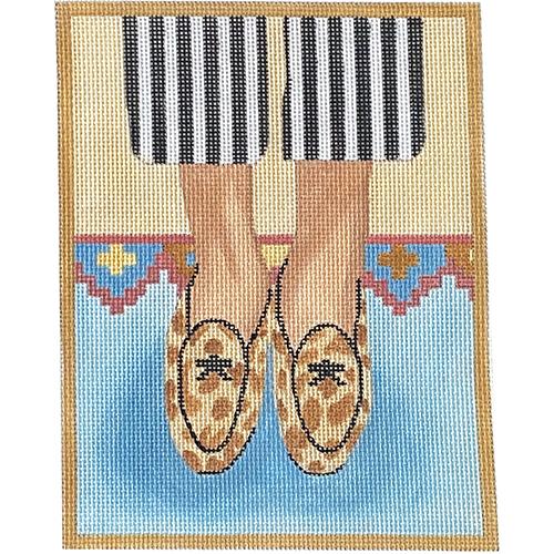 Here's Looking at Shoe - Animal Print Belgian Loafers Painted Canvas Kate Dickerson Needlepoint Collections 