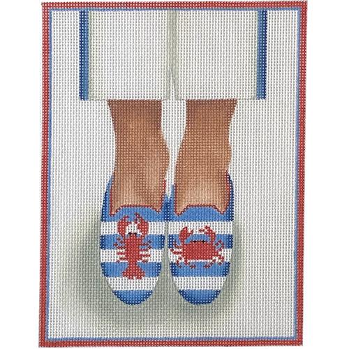 Here's Looking at Shoe - Lobster & Crab Loafers Painted Canvas Kate Dickerson Needlepoint Collections 