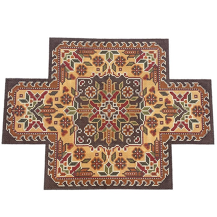 Heriz Brick Cover in Brown Painted Canvas CanvasWorks  - 1