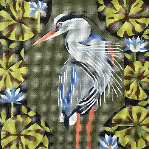 Heron in Greens Painted Canvas Melissa Prince Designs  - 1