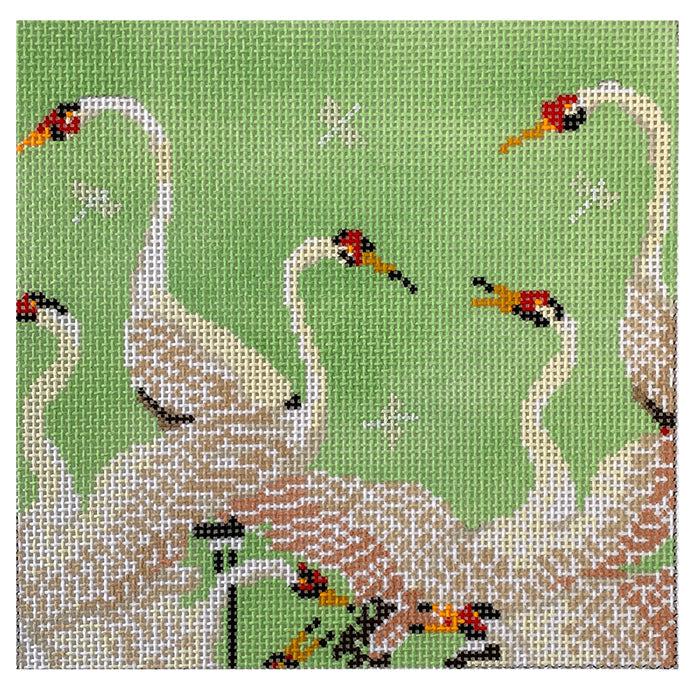 Herons Square on Mint Painted Canvas Rachel Barri Designs  - 1