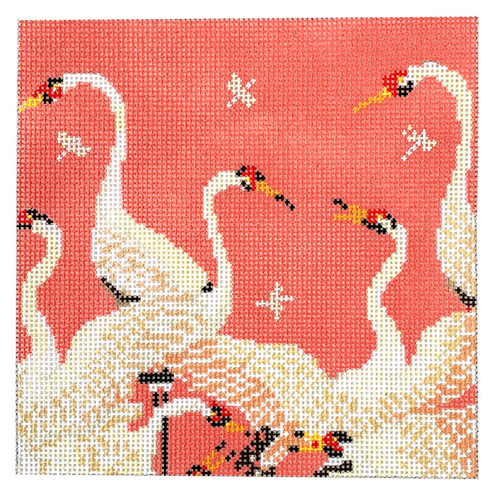 Herons Square on Pink Painted Canvas Rachel Barri Designs 
