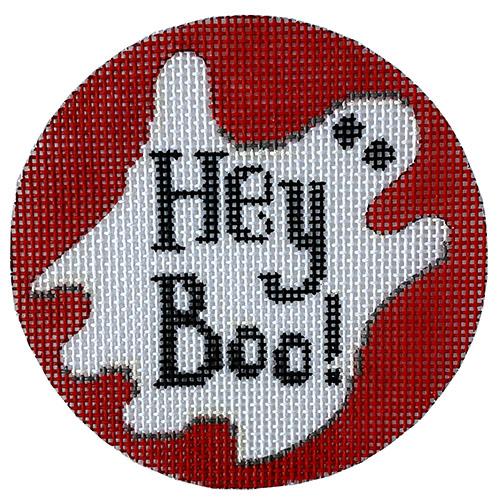 Hey Boo! Ghost Round Painted Canvas All About Stitching/The Collection Design 