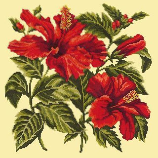 Hibiscus Needlepoint Kit Kits Elizabeth Bradley Design Butter Yellow 

