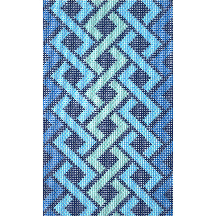 Hicks Braid Sunglasses Case in Blue & Green Printed Canvas Jeni Sandberg Needlepoint  - 1