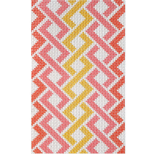 Hicks Braid Sunglasses Case in Pink & Orange Printed Canvas Jeni Sandberg Needlepoint 