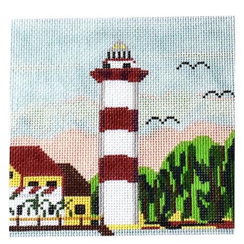 Hilton Head, SC Lighthouse Painted Canvas Silver Needle  - 1