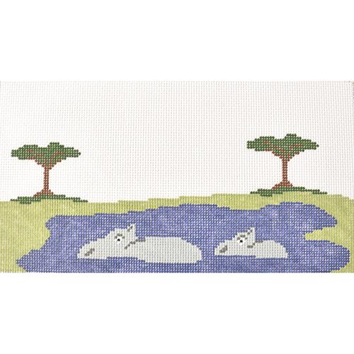 Hippos Pillow Painted Canvas J. Child Designs 