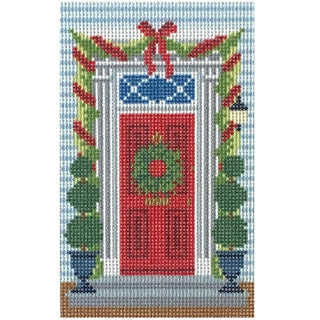 Historic Christmas Red Door Printed Canvas Needlepoint To Go 
