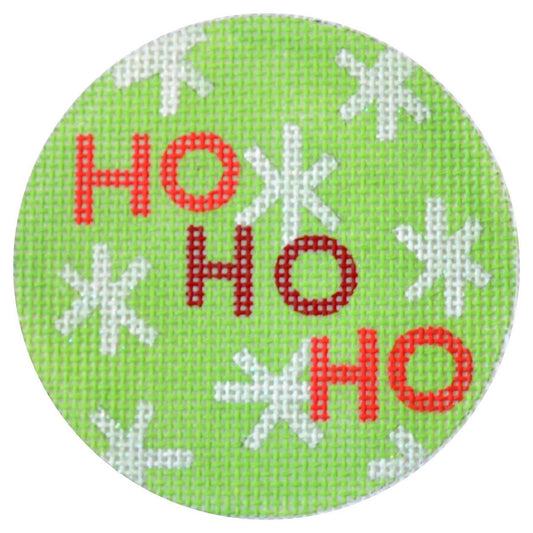 Ho Ho Ho Christmas Circle Green Painted Canvas Kirk & Bradley 