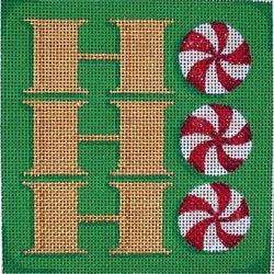 "Ho Ho Ho" Square Ornament on 18 Painted Canvas Associated Talents 