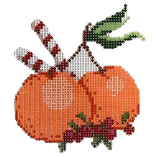 Holiday Florals   Oranges & Peppermints Painted Canvas The Plum Stitchery 
