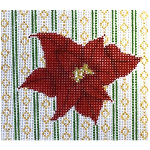 Holiday Florals - Poinsettia & Stripes Painted Canvas The Plum Stitchery 