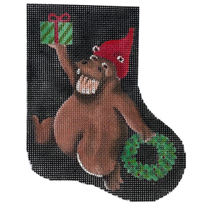 Holiday Hippo Painted Canvas CBK Needlepoint Collections  - 1