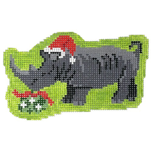 Holiday Rhino Painted Canvas KCN Designers  - 1