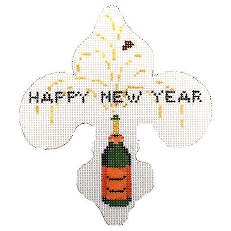 Holiday Series Mini   Happy New Year Painted Canvas Kate Dickerson Needlepoint Collections  - 1