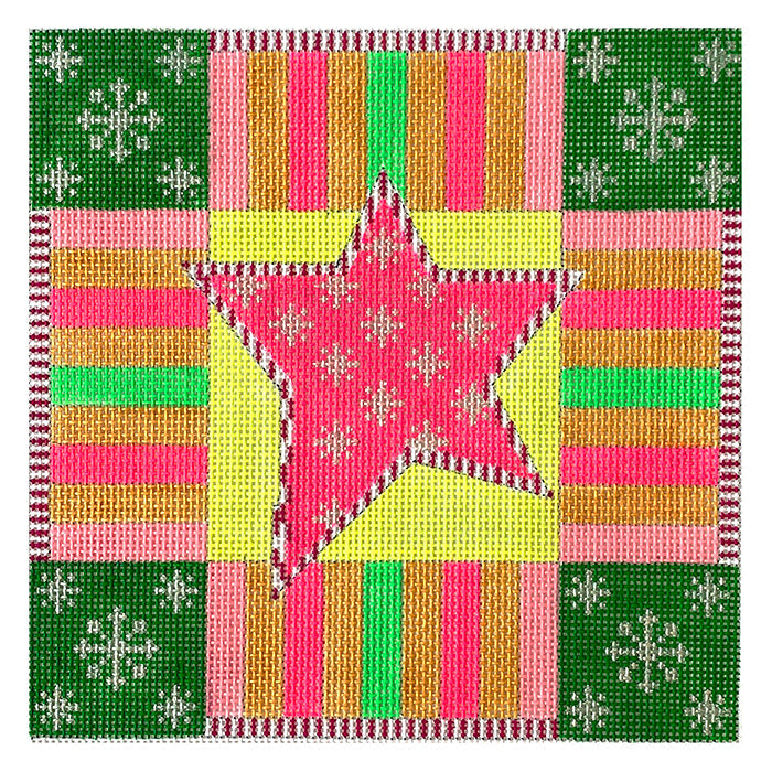 Holiday Star on 13 mesh Painted Canvas Eye Candy Needleart  - 1