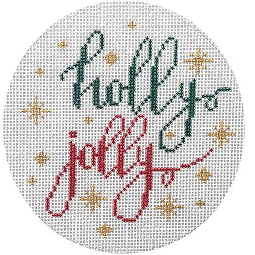 Holly Jolly Round Painted Canvas A Poore Girl Paints 