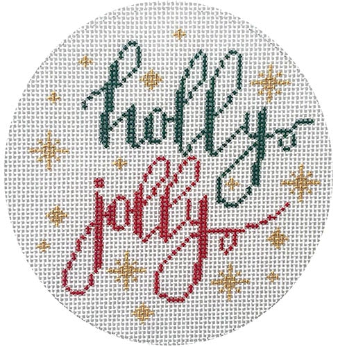 Holly Jolly Round Painted Canvas A Poore Girl Paints  - 1