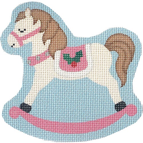 Holly Rocking Horse Pink Painted Canvas Pepperberry Designs  - 1